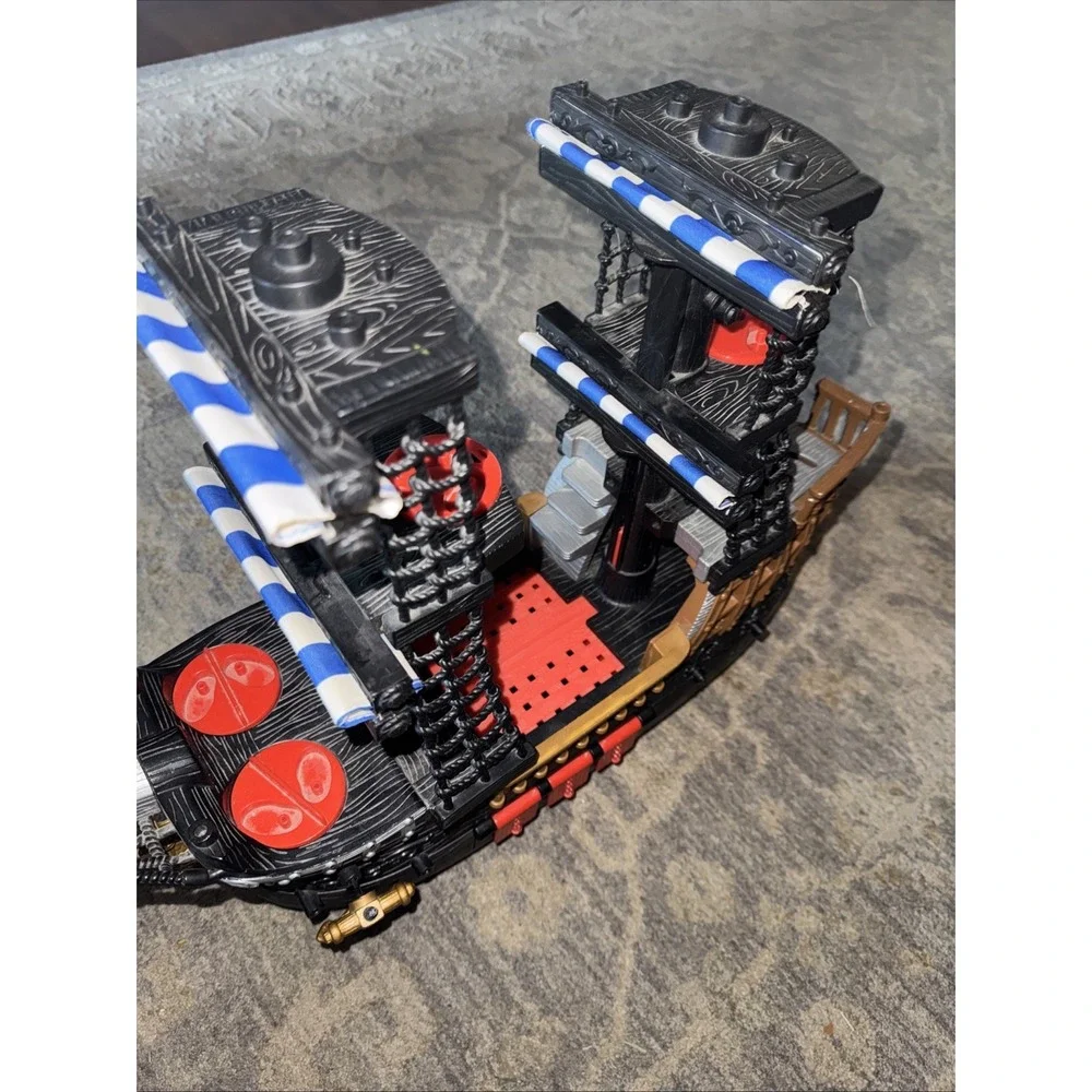 Fisher Price 2006 Mattel Imaginext Black & Red Pirate Ship Blue White Sails
